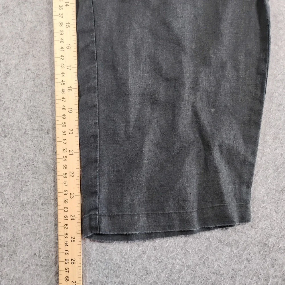 Quince European Linen Pants Womens Small Charcoal Gray Elastic Waist Wide Leg